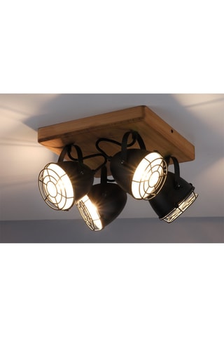 Plafondlamp Zwart en Naturel