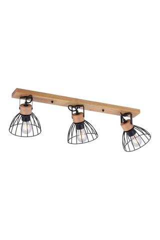 Plafondlamp Lami - Houtimitatie en Zwart