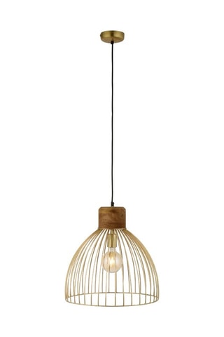 Mangohouten Hanglamp Goudkleurig en Naturel