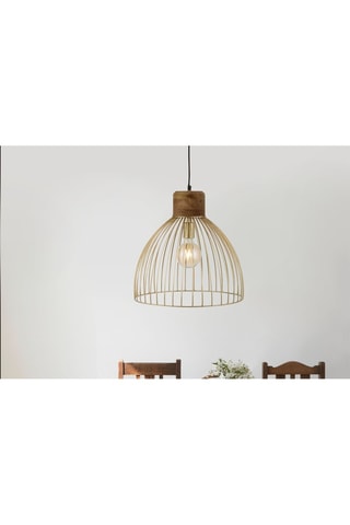 Mangohouten Hanglamp Goudkleurig en Naturel
