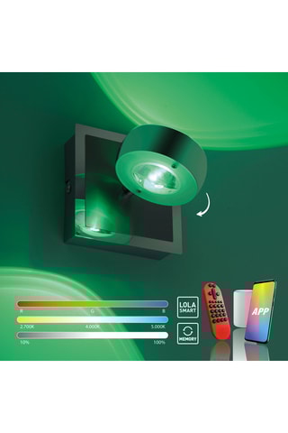 Smart Ledwandlamp Lolasmart-Opti - Zilverkleurig - 2 x 3 W