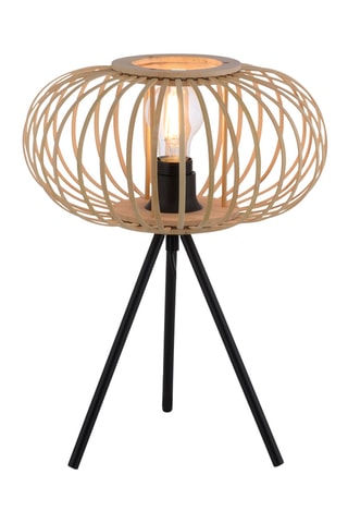 Houten Ledtafellamp op Driepoot Racoon - Naturel en Zwart - 40 W