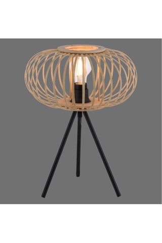 Houten Ledtafellamp op Driepoot Racoon - Naturel en Zwart - 40 W