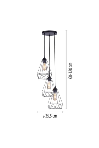 Hanglamp Skeletton - Zwart - 3 x 60 W