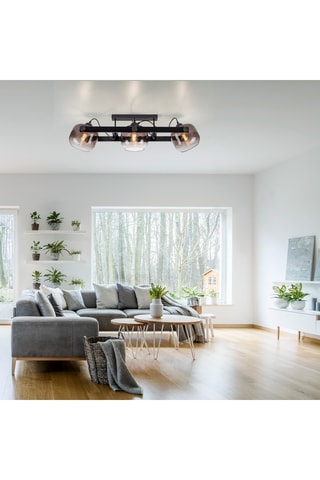 Plafondlamp Cup - Zwart - 3 x 60 W