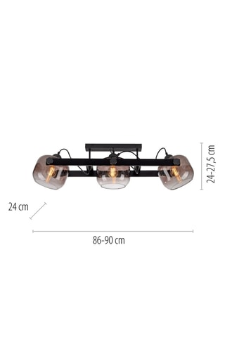 Plafondlamp Cup - Zwart - 3 x 60 W
