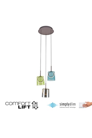 Ledhanglamp Zula - Grijs en Hemelsblauw - 3 x 6 W