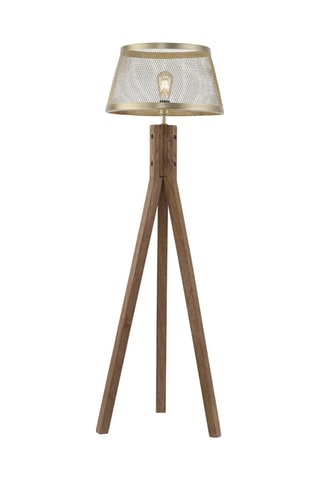 Mangohouten Staanlamp op Driepoot Frederik - Naturel - 60 W