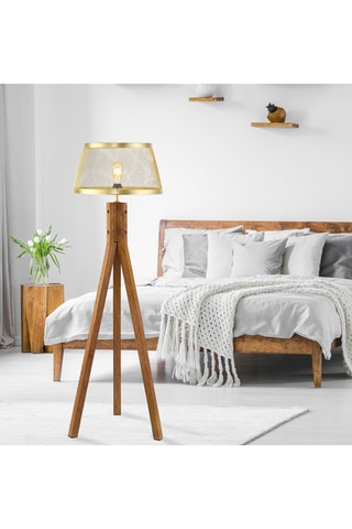 Mangohouten Staanlamp op Driepoot Frederik - Naturel - 60 W