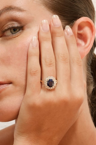 Ring Soleil Bleu - Geelgoud, Topaas en Saffier