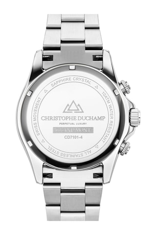 Stalen Quartz Horloge Grand Mont - Chronograaf - Zilverkleurig en Donkerblauw