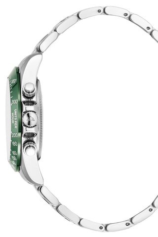 Stalen Quartz Horloge Grand mont- Chronograaf - Zilverkleurig en Groen