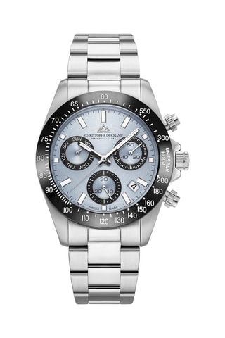 Stalen Quartz Horloge Grand mont- Chronograaf - Zilverkleurig en Blauw