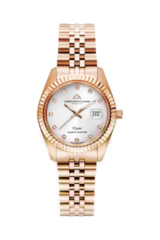 Stalen Quartz Horloge met Diamanten