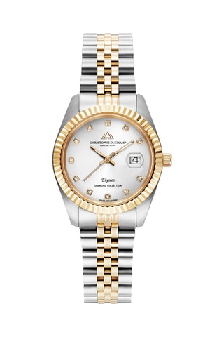 Stalen Quartz Horloge met Diamanten