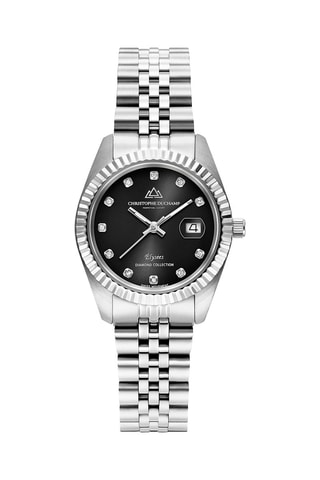 Stalen Quartz Horloge met Diamanten Elysées - Zilverkleurig en zwart