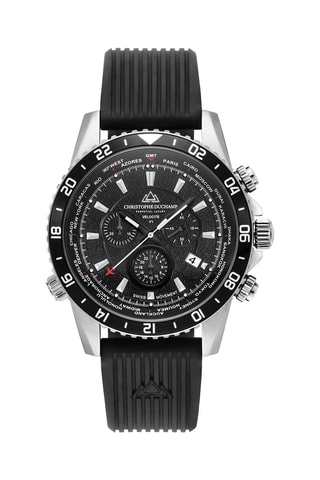 Rubberen Quartz Horloge Velocite V1 - Chronograaf en GMT - Zwart en Zilverkleurig