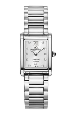 Stalen Quartz Horloge met Diamanten Fontaine