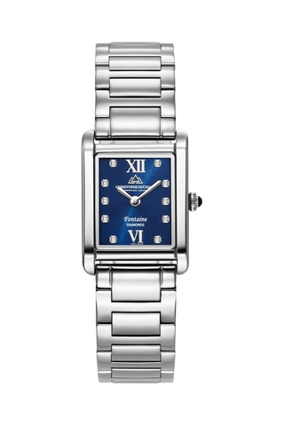 Stalen Quartz Horloge met Diamanten Fontaine