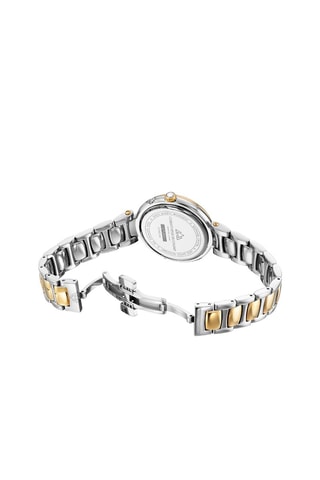 Stalen Quartz Horloge met Saffierglas en Diamanten - Maanstandweergave Zilverkleurig en Goudkleurig