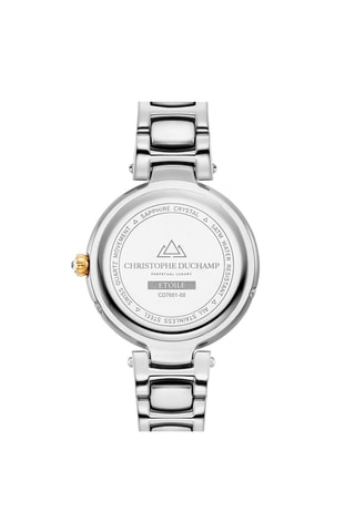 Stalen Quartz Horloge , Diamanten en Parelmoer Etoile - Maanstandweergave.