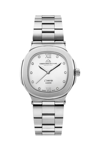 Stalen Quartz Horloge met Diamanten