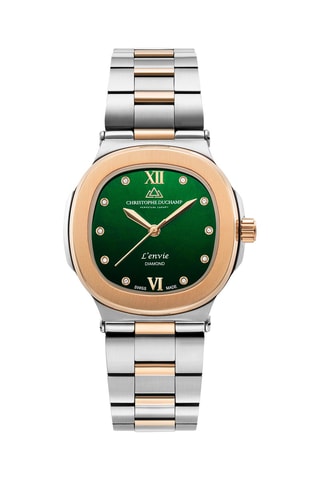 Stalen Quartz Horloge met Diamanten