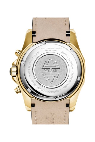 Leren Quartz Horloge Volcan - Tachymeter & Chronograaf - Zwart en Goudkleurig