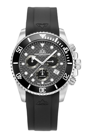 Rubberen Quartz Horloge Marine Chrono - Stopwatch en Snelheidsmeter - Zwart