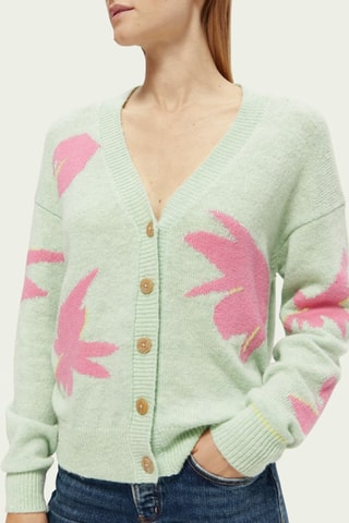 Gilet en laine - Vert d’eau et rose