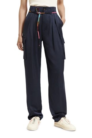Pantalon cargo taille haute - Bleu marine