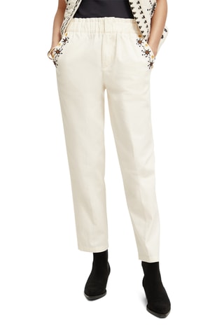 Pantalon en coton biologique taille haute - Ecru