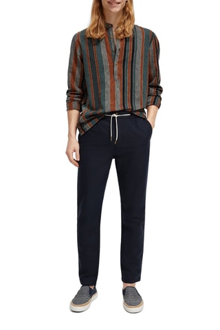 Pantalon casual en coton biologique et lin - Bleu marine