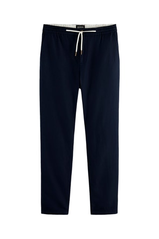 Pantalon casual en coton biologique et lin - Bleu marine