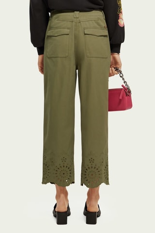 Pantalon straight taille haute en coton biologique - Vert olive