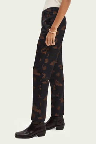 Pantalon tapered taille haute - Marron