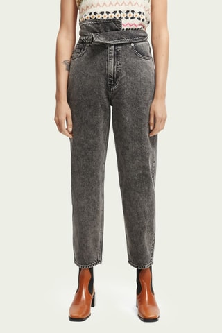 Jean balloon taille haute - Gris foncé