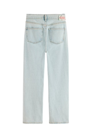 Jean droit taille haute Bleu