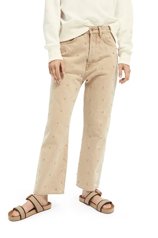 Jean en coton biologique taille haute - Ivoire