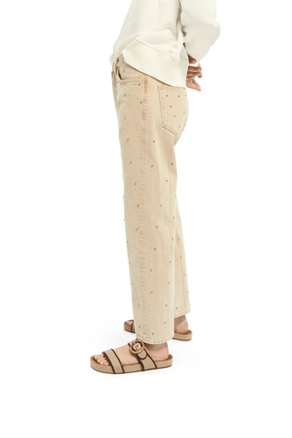 Jean en coton biologique taille haute - Ivoire