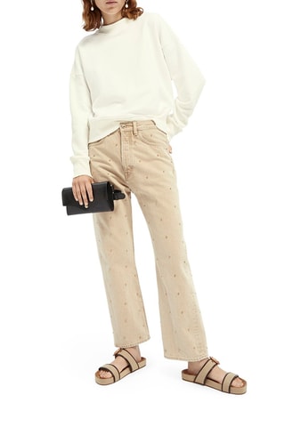 Jean en coton biologique taille haute - Ivoire