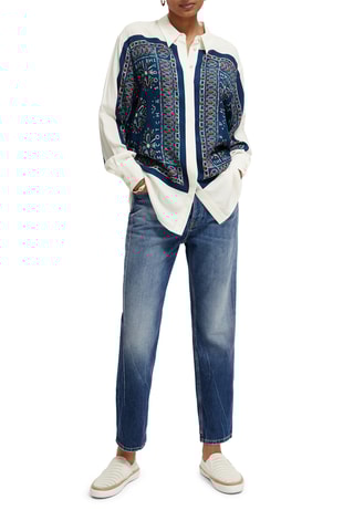 Jean boyfriend en coton biologique - Bleu marine