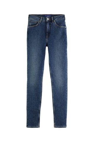 Jean skinny en coton biologique  taille haute - Bleu