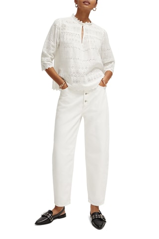 Top en broderie anglaise et coton biologique - Blanc