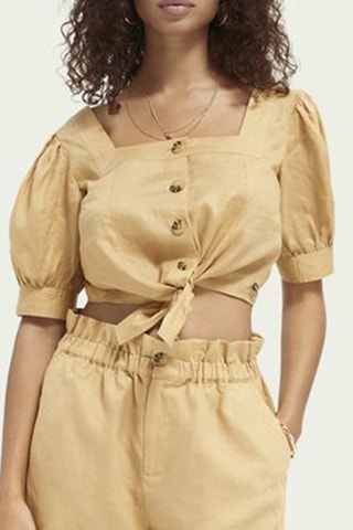 Crop top en lin - Marron clair