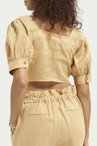 Crop top en lin - Marron clair