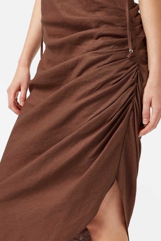 Robe droite en lin - Marron