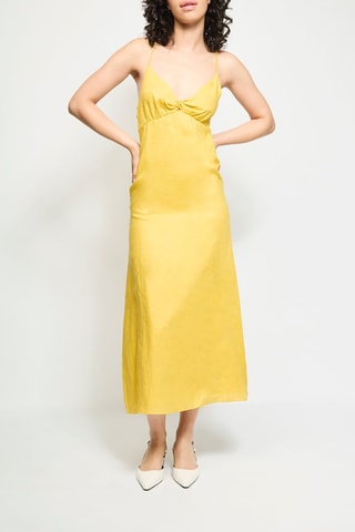 Robe midi en lin - Jaune