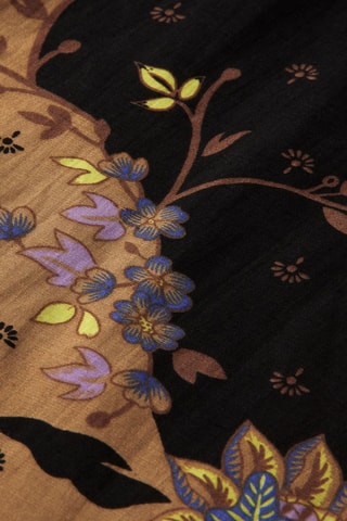 Robe portefeuille en lin - Noir et beige