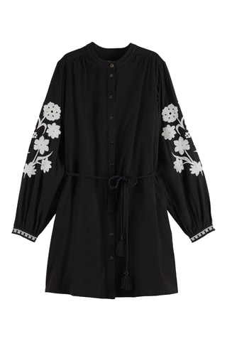 Robe droite en coton biologique et lin - Noir